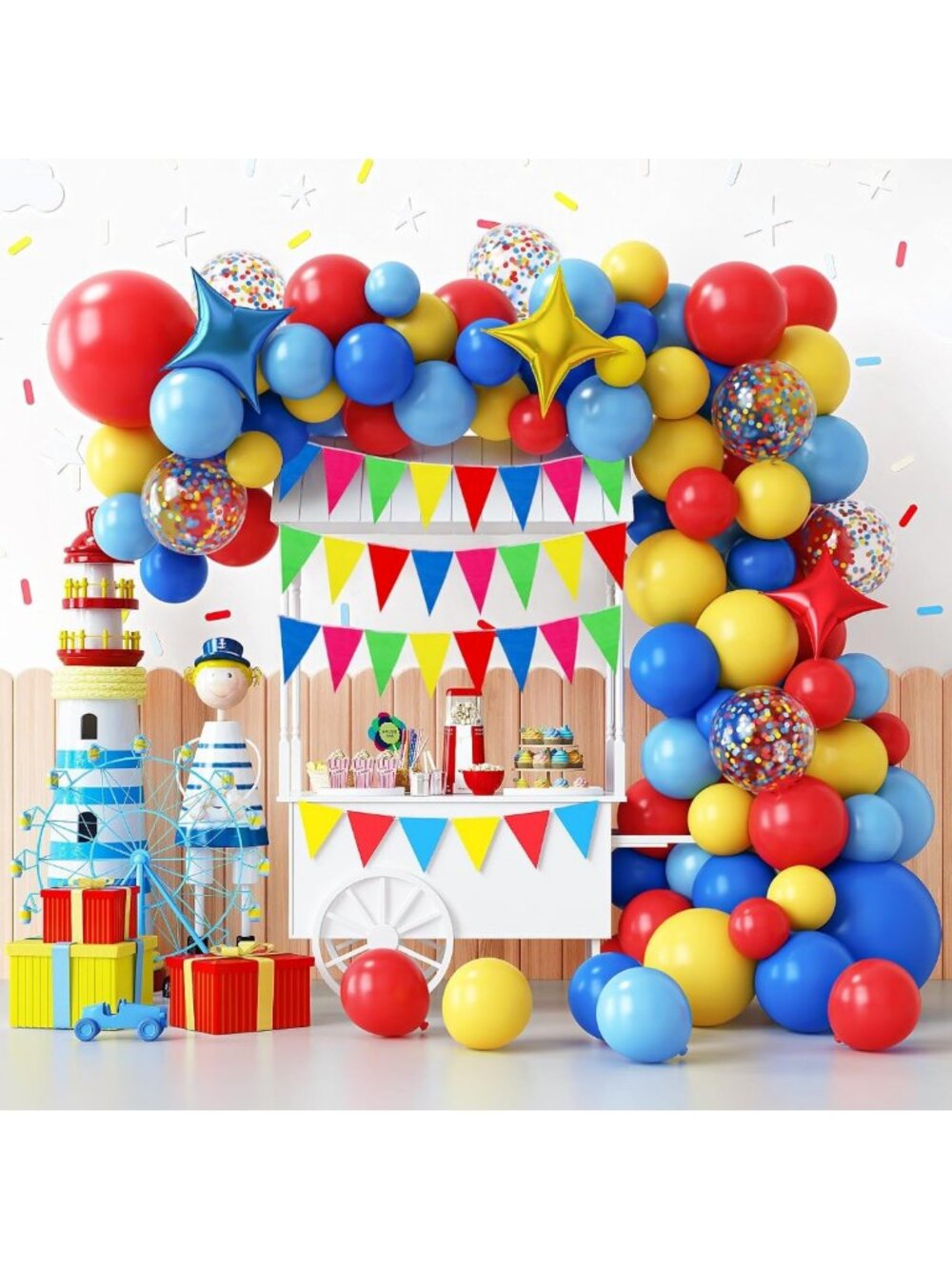 720pcs Pennant Banner Flags & 120pcs Balloon Garland Kit for Carnival Party